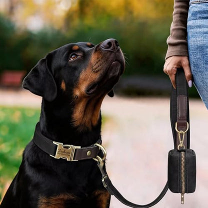 Personalized Dog Collars, Custom PU Leather Dog Collar with Name&Phone Number, Engraved Dog Collar for Large Dogs, Adjustable Durable Collar with Quick Release Metal Buckle, Black,XL - color: Black, size: Xl: Neck 20-27", Width 1.2"