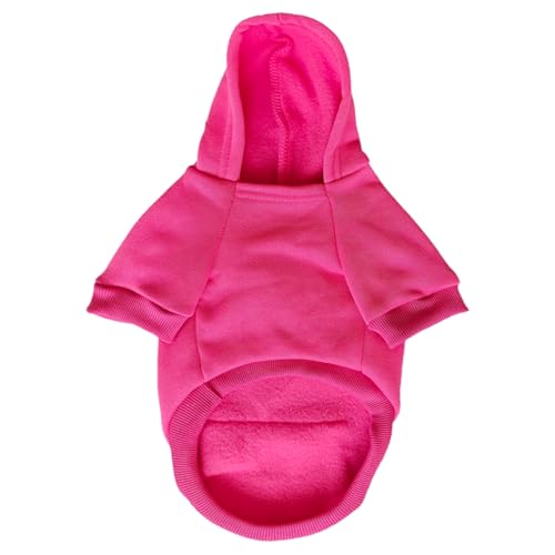 Jecikelon Winter Dog Hoodie Sweatshirts with Pockets Warm Dog Clothes for Small Dogs Chihuahua Coat Clothing Puppy Cat Custume (Rose red, XX-Small) - color: Rose red, size: XX-Small