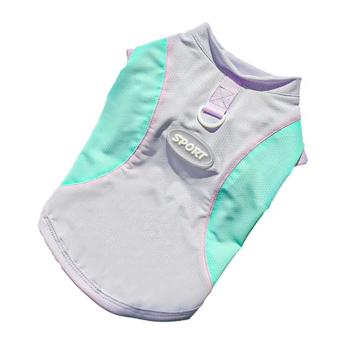 Sun Protection Dog Shirt Breathable Quick-Drying Ice Silk Dog Cooling T-Shirts Summer Pet Sleeveless Clothes for Small Medium Dogs Cats Green Purple 6XL - color: Green Purple, size: 6XL