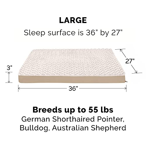 Furhaven Replacement Dog Bed Cover Ultra Plush Faux Fur & Suede Mattress, Machine Washable - Cream, Large - color: Cream, size: Large (Pack of 1)