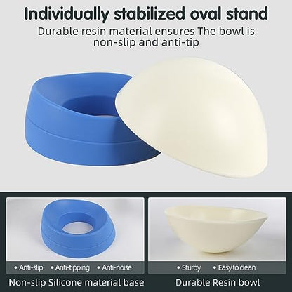 Bulldog Bowl Anti-Slip Dog Cat Dish Detachable Rubber Dog Bowl Pet Sterile Tilted Pet Feeder Slope Base (Blue, 3.5 Cup (Medium/Large Dog)) - color: Blue, size: 3.5 Cup ( Medium/Large Dog )