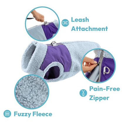 Gooby Zip Up Sherpa Vest - Cream, Small - Two Tone Fuzzy Fleece Dog Sweater with Built-in Harness and Extra Security for Small Dog and Medium Dog - color: Cream, size: Small (~16.5")