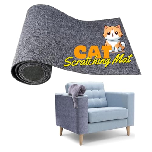SAVUK Cat Scratching Mat for Couch Furniture Protective Cover Anti-Fall Climbing Claw Corner Wall Mat Self-Adhesive Cuttable Easy to Clean Replacement Carpet Rug (Dark Gray, 15.8" x 39.4") - color: Dark Gray, size: 15.8" x 39.4"