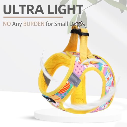 PUPTECK Dog Harness and Leash Set for Small Medium Dogs No Pull Step-in Soft Mesh Puppy Cat Vest Harnesses Reflective at Night, Easter Light Yellow, M - color: #3 LightYellow(Rabbit), size: M(CHEST 16"-18", 11-18 lbs)