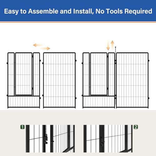 Dog Playpen 42 inch 8 Panels for Indoor & Outdoor Use – Heavy-Duty Metal Pet Fence with Ground Stakes, Rounded Ball Tops for Safety, Stable & Foldable Design, Easy to Assemble - size: 42inch, style: 8 Panels