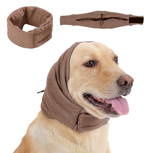 Dog Calming Hoodie, No Shake Ear Wraps for Dogs, Adjustable Dog Ear Muffs for Noise Protection, Ear Wrap Head Cover for Head Warp Anxiety Relief, Hematoma, Grooming and Force Drying - color: Chocolate, size: S(Head Circle:9.8"-14.9")