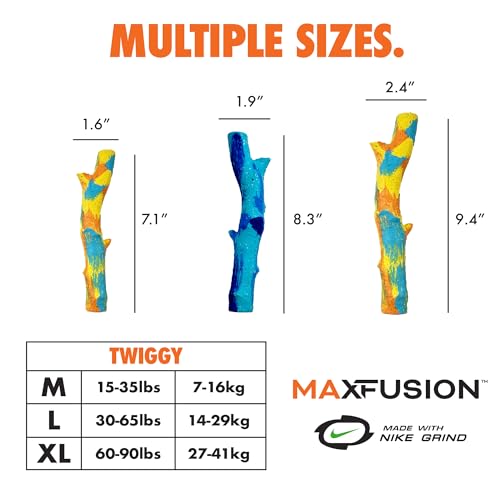 Max Fusion with Nike Grind, Dog Sticks, Arlee Twiggy Dog Toy, Chew Toy for Play, Fetch, Tug, L - color: Tie Dye Purple/Blue Twiggy, size: Large