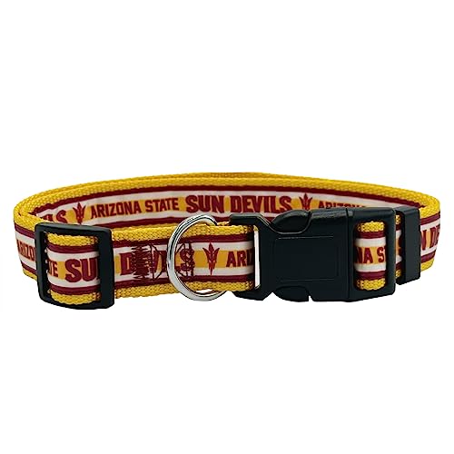 Pets First Collegiate PET Collar OLD VERSION Arizona State Sun Devils Dog Collar, Size Medium. Best Sports Team Collar for Dogs & Cats. A Shiny & Colorful Dog & Cat Collar Licensed by The NCAA - color: Arizona State Sun Devils, size: Medium