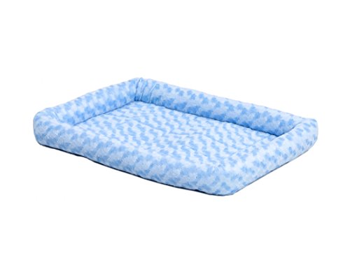 MidWest Homes for Pets QuietTime Fashion Dog Bed – Blue Faux Fur Bolster, Ultra-Soft and Machine Washable, Fits 36-Inch Crates and Carriers, for Medium to Large Breed Dogs - color: Blue, size: 36 Inch