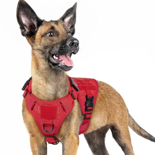 rabbitgoo Tactical Dog Harness for Small, Heavy Duty Pet Harness with Handle, No-Pull Service Vest Small Breed, Adjustable Military Dog Vest for Training Hunting Walking, Red, S - color: Red, size: Small