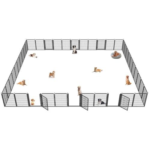 Low Threshold Dog Playpens Fence Indoor, 40 inch 42 Panels Heavy Duty Metal Outdoor Pet Playpen for Large/Medium/Small Dogs, Tall Dog Play Exercise Pens Outside - color: 42 Panels-40 Inch