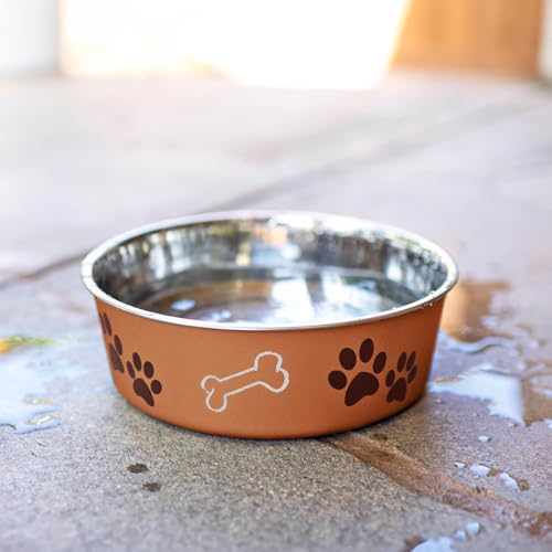 Loving Pets Bella Dog Bowls- Stainless Steel Dog & Cat Bowls - Spill Proof Dog Food Bowl, Cat Bowl, Puppy Essentials & Pet Supplies Great for Home & Travel (Medium 20-35 lbs, Copper) - color: Copper, size: Medium (20-35lbs)