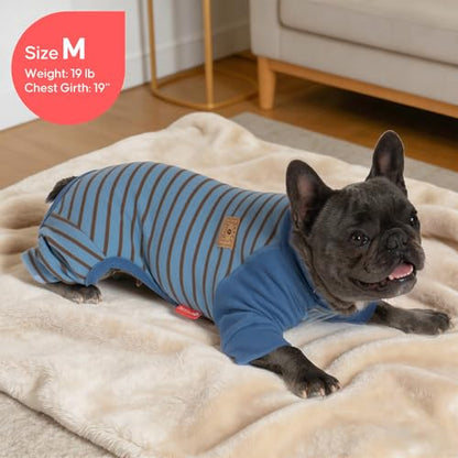 KYEESE Dog Pajamas, Soft Dog Pajamas for Small Dogs Boy Girl, Comfy Dogs PJS Lightweight Onesie Clothes, Stretchy Jammies Pet Sleepwear, Pet Jumpsuit Outfit, Blue Striped, M - color: 02# Blue Striped, size: Medium (11-15lbs)