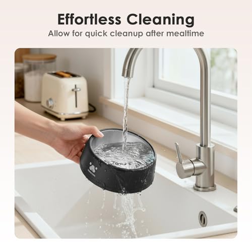 PAWGETHER® Stainless Steel Dog Bowls, Dog Food and Water Bowl Non-Slip Easy to Clean Dishwasher Safe for Puppy Small Medium Dogs Cats Black 34oz - color: Black (34oz)