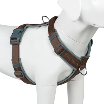 Plutus Pet No Pull Dog Harness, Adjustable Nylon Harness with Soft Padding, Reflective and Heavy Duty Dog Harness for Small, Medium, Large Dogs(Chocolate, XS) - color: Chocolate, size: XS