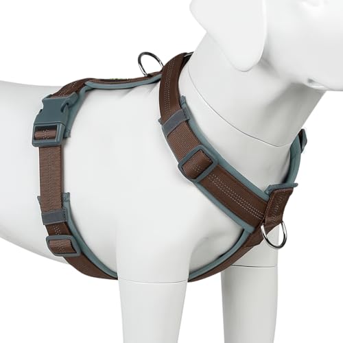 Plutus Pet No Pull Dog Harness, Adjustable Nylon Harness with Soft Padding, Reflective and Heavy Duty Dog Harness for Small, Medium, Large Dogs(Chocolate, S) - color: Chocolate, size: S