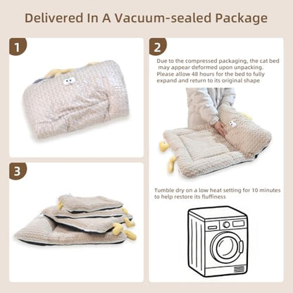 Washable Dog Bed Mat, Soft Dog Cushion with Side Zip, Anti-Slip Cat Bed Pad with Bolster Around, Pet Sleeping Mat for Cat, Small, Medium Dogs, Dryer Friendly (29.5 * 21.6in)
