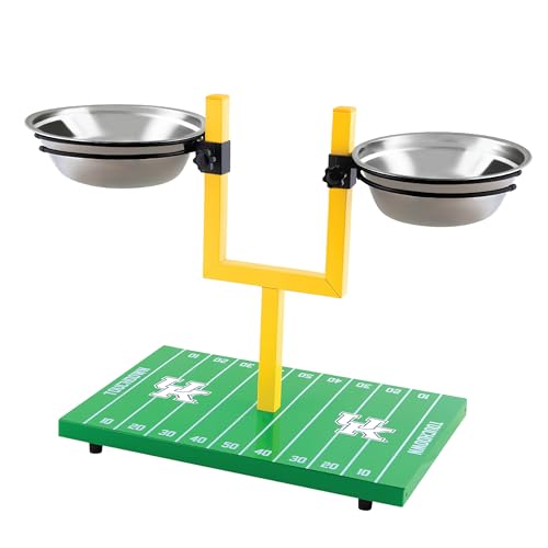 NCAA Kentucky Wildcats Goalpost Football Field Dog Feeder – Adjustable Elevated Dog Bowls with Stand, 2 Stainless Steel Bowls, Non-Slip Rubber Feet, Raised Pet Feeder for Large & Small Dogs - color: Kentucky Wildcats