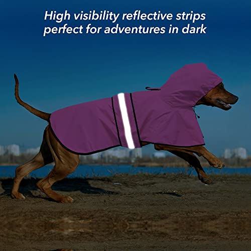 Dog Raincoat, Waterproof Coat with Hood Reflective Pet Rain Jacket with Leash Hole, Lightweight Dog Slicker Poncho for Walking (Pink, XX-Large) - color: Pink, size: XX-Large