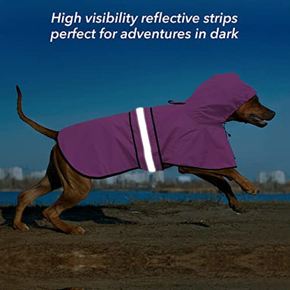 Dog Raincoat, Waterproof Coat with Hood Reflective Pet Rain Jacket with Leash Hole, Lightweight Dog Slicker Poncho for Walking (Pink, XX-Large) - color: Pink, size: XX-Large