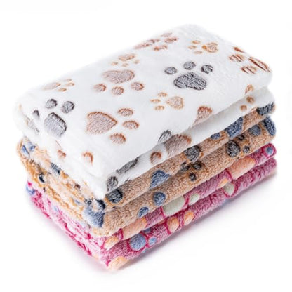 1 Pack 3 Blankets Super Soft Fluffy Premium Fleece Pet Blanket Flannel Paw Printed Throw for Dog Puppy Cat (Large 41x31'', Brown, Pink, White) - color: White, Pink, Brown, size: 41x31 inch(Pack of 3)