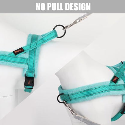 Didog Soft Flannel Padded Dog Vest Harness,Escape Proof/Quick Fit Reflective Dog Strap Harness, Easy for Training Walking(XS:Chest 15-18", Teal) - color: Teal, size: XS:chest 15-18"