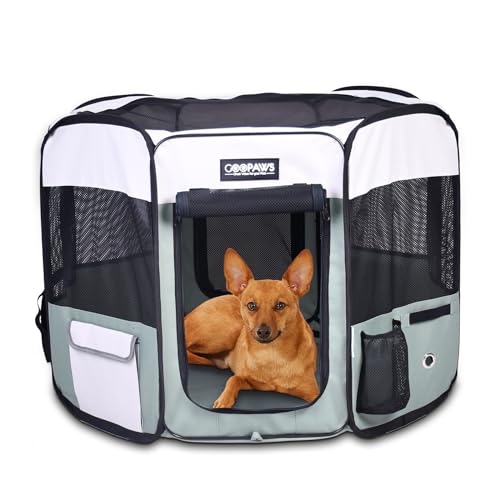 JESPET Pet Dog Playpens 36", 45" & 61" Portable Soft Dog Exercise Pen Kennel with Carry Bag for Puppy Cats Kittens Rabbits, Indoor/Outdoor Use - color: Shale Green, style: 36x36x24 Inch (Pack of 1)