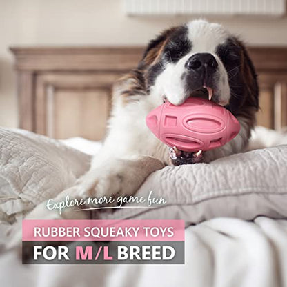 EASTBLUE Squeaky Dog Toys for Aggressive Chewers: Rubber Puppy Chew Ball with Squeaker, Almost Indestructible and Durable Pet Toy for Medium and Large Breed - color: Pink