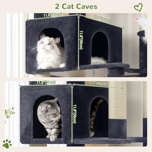 Globlazer Heavy Duty Cat Tree, 81 inch Extra Large Cat Tree for Indoor Cats Large Adult, Sturdy Cat Tower with 8 Scratching Post, 2 Cat Condos, 2 Platform, S81C, Dark Grey - color: Dark Grey