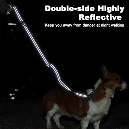 6 Foot Blue Dog Leashes for Large Medium and Small Breed Dogs That Pull,Reflective Nylon Heavy Duty Dog Leash with 2 Comfortable Padded Traffic Handles and Car Seat Belt for Walking and Training - color: Navy blue