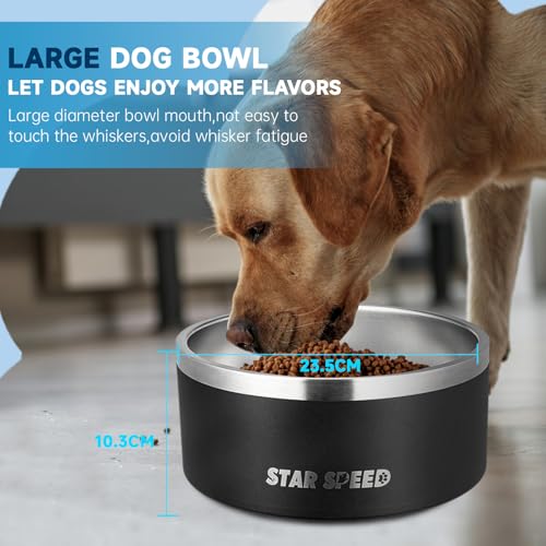 Stainless Steel Dog Bowl - Extra Large, Drop Resistant, Keeps Cold, Fits Different Size Big Dog Food Bowls (100oz, Black) - color: Black, size: 100oz