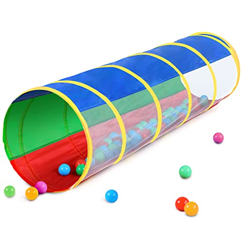 Hoohtoot Kids Crawl Through Play Tunnel, Pop Up Baby Play Tunnel for Toddlers, Game Toy Play Tent for Girl or Dog Cat Pet Tunnel - style: Red, Green and Blue Mesh Tunnel