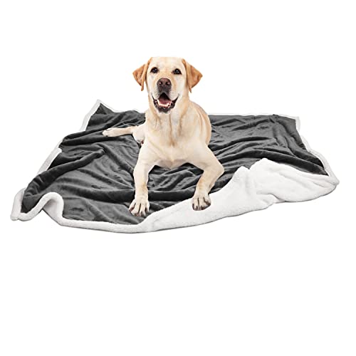 Dog Blankets for Large Dogs Grey, Soft Fluffy Fleece Pet Blankets for Couch, Sofa, Dog Beds, Car Seats, Creat, Washable, 50x60 inches - color: Grey & White