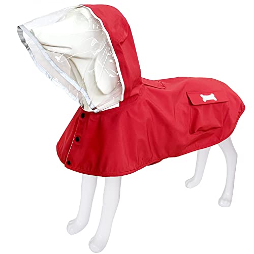 Dog Raincoat,Waterproof Rain Poncho with Hoodie, High Reflective Adjustable Pet Rain Jacket with Leash Hole for Small Medium and Large Dogs (Red, X-Small) - color: Red, size: X-Small: 4-9lbs