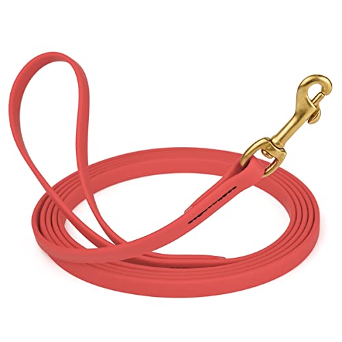 Viper K9 Biothane Working Dog Leash Waterproof Lead for Tracking Training Schutzhund Dog Sport & Search - Odor-Proof Long Line with Solid Brass Snap for Puppy Medium and Large 1/2" x 10ft Coral - color: Coral, size: 1/2" x 10ft