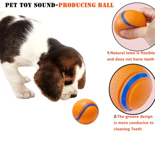 Dog Toy Ball,Rubber Sound-Producing Toy Ball, with a Groove Design That is Resistant to Bites, Has a High Bounce, Dog Training Interactive Pet Toy, Relieving Pet Anxiety,Pack of 2 - color: Yellow, size: Small/Large