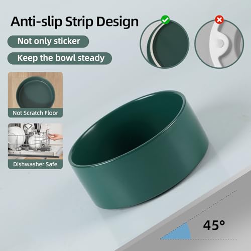 Havniva 6.1” Dog Bowl Ceramic Dog Food and Water Bowl, Durable Dog Water Bowl with Non-Slip Rubber Base Large Capacity Feeding Dishes for Small & Medium Dogs - color: Matte Dark Green, size: 6.1 Inch