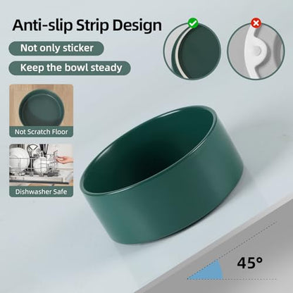 Havniva 6.1” Ceramic Dog Bowls, Dog Food and Water Bowl for Small & Medium Dogs, Durable Dog Water Bowl with Non-Slip Rubber Base Large Capacity Pet Feeding Bowl - color: Matte Dark Green, size: 6.1 Inch
