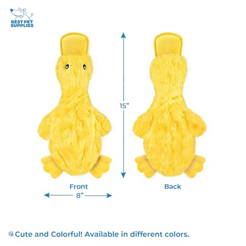 Best Pet Supplies Interactive Squeaky Dog Chew Toy, Ideal Dog Toys for Chewers, Small, Medium & Large Dogs, and Fetch Lovers - Crinkle Duck (Yellow), Large - color: Crinkle Duck (Yellow), size: Large
