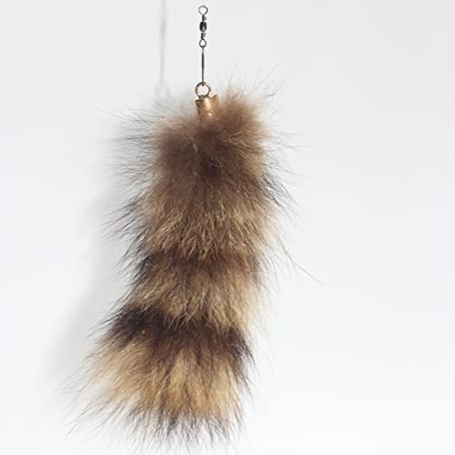 Fosrion Real Raccoon Tail Fur Cat Bites Toy with Three Section Retractable Carbon Fiber Rod (Raccoon, Tail & Fishing Rod) - color: Raccoon