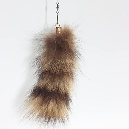 Fosrion Real Raccoon Tail Fur Cat Bites Toy with Three Section Retractable Carbon Fiber Rod (Raccoon, Tail & Fishing Rod) - color: Raccoon