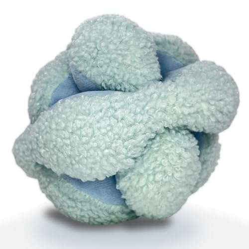 Glory To Dog Blue Snuffle Knot Interactive Dog Toy 4” Puzzle Ball with 8 Squeakers & Crinkle – Treat Hiding Enrichment Toy for Puppy & Small Breed Dogs – Durable Plush Sensory Play & Stimulation - color: Blue