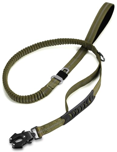 TINMARDA Heavy Duty Dog Leash with 2 Padded Handles & Advanced Easy Metal Clip, 4-6FT Shock Absorbing No Pull Dog Leashes for Medium Large Dogs that Pull (Army Green) - color: Army Green