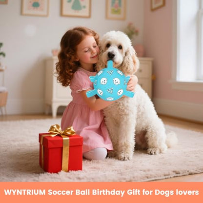 Dog Toy Soccer Ball with Grab Tabs, Durable Dog Soccer Ball, Dog Birthday Toys for Medium & Large Dogs, 8 Inch - color: Pale Blue, size: Large-8 Inch