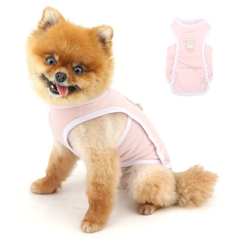 PAIDEFUL Cooling Dog Shirt for Small Dogs Summer Pet UV Sun Protection Vest Lightweight Breathable Doggie Tank Top Soft Stretchy Puppy T-Shirts Solid Cat Apparel Chihuahua Clothes D-Ring,Pink, - color: pink, size: S