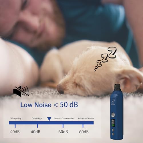 Silent Groom Pro Nail Grinder, Dog Nail Trimmers with 2-Speed, 2 LED Lights, 2 Grinding Wheels, USB Rechargable Dog Nail Grinder, Blue