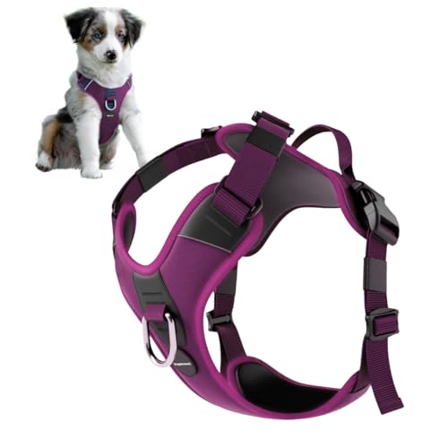 No Pull Dog Harness - Durable Polyester Puppy Harness with Front Anti-Pull Loop, Reflective Strips, and Quick-Release Clips for Small, Medium, and Large Dogs (Berry Purple, Small) - color: Berry Purple, size: Small