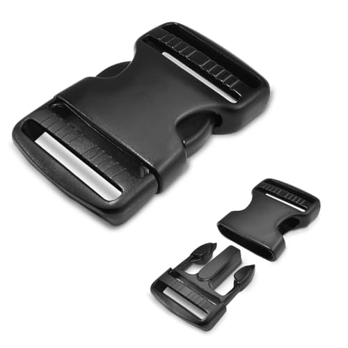 CooBigo 3pcs 1-1/2" Plastic Buckles for Strap Replacement, Quick Side Release Buckles Outdoor Camping Backpack Clip Buckle Clips for Dog Collar Nylon Webbing Belt Buckle Dual Adjustable Black - color: D#: 1-1/2"(3pcs)