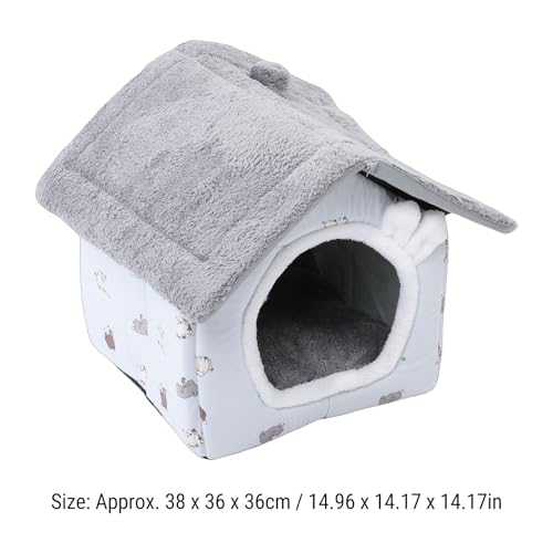 Pssopp Kitten House Bed, Fully Removable and Washable 4 Seasons Universal Secure and Cozy Enclosured Environment Detachable Soft Cat Tent Bed for Indoor Use (Gray)