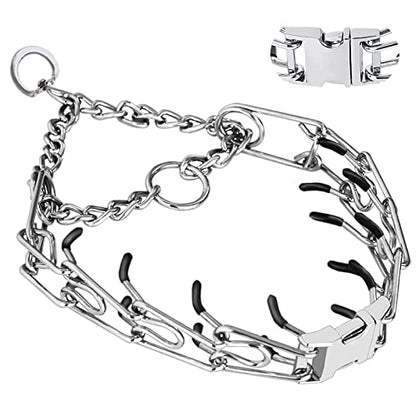 Prong Collar for Dogs, Dog Training Collar, Adjustable Size Dog Pinch No Pull Collar with Quick Release Buckle for Small Medium Large Dogs(with Extra Links) S(14-18" Neck, 2.25mm) - size: S(14-18" Neck, 2.25mm)